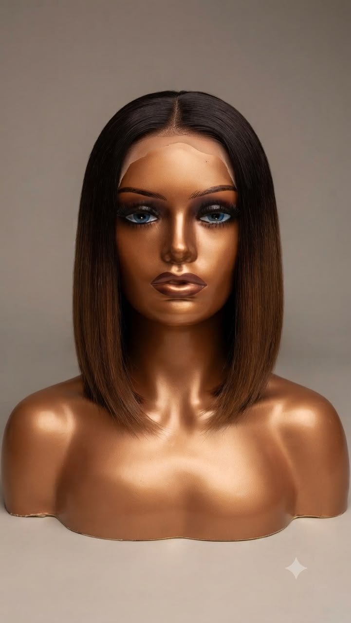 OMO French Bob - Chestnut Brown Ombre - 12" Lace Wig